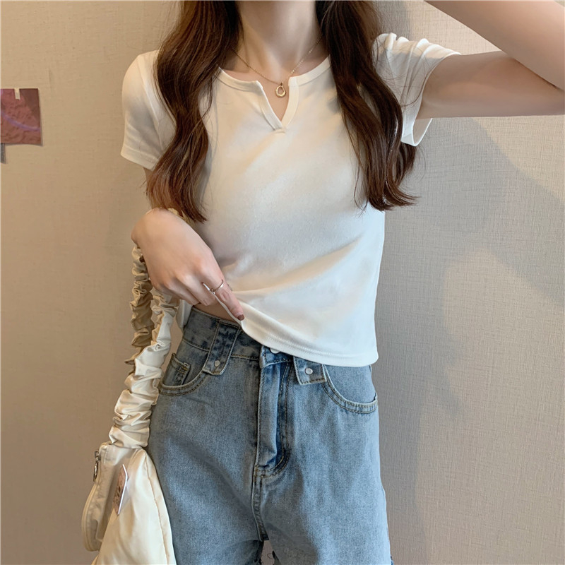 165 Women's Design Sense Slim Casual T-shirt Short Sleeves