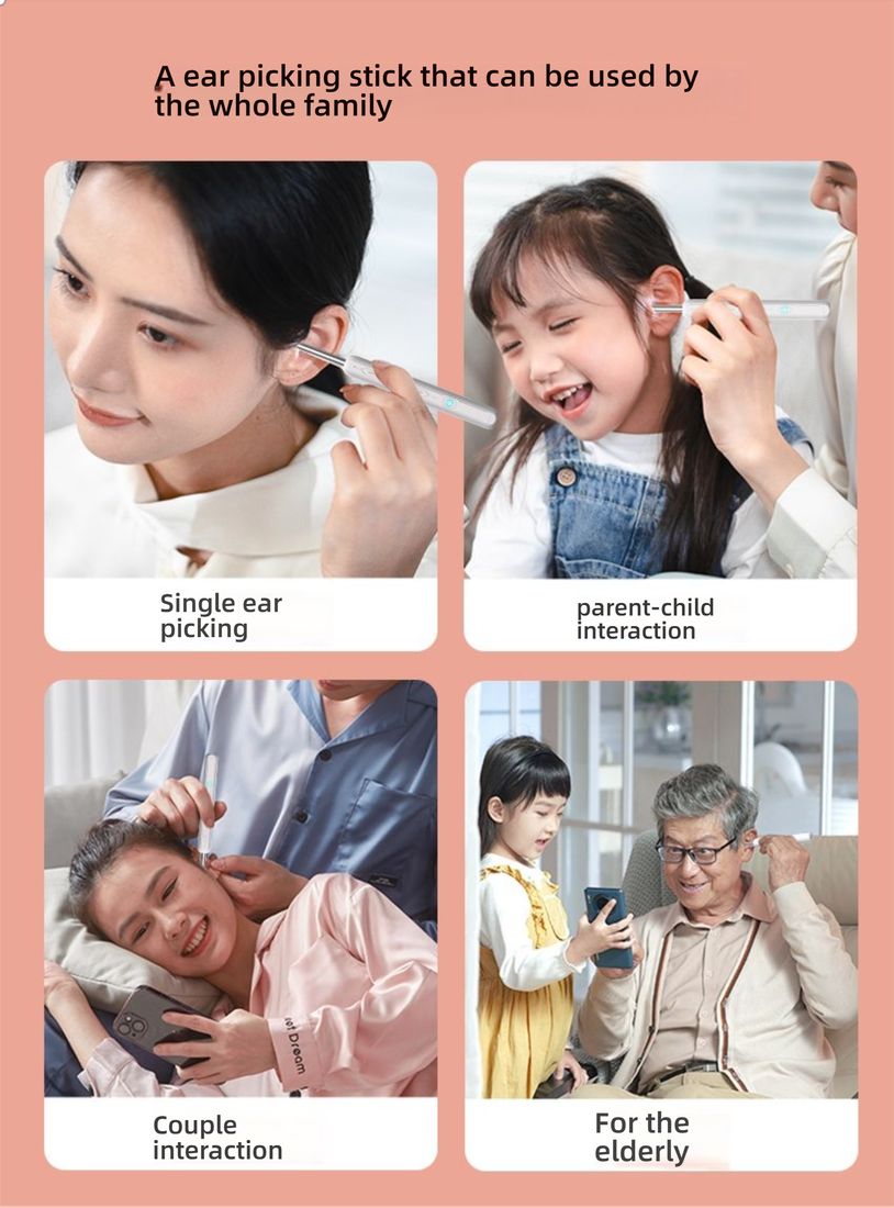  Wireless Smart Visual Ear Cleaner with HD Camera, LED Light, Connects to Phone for Adults & Kids - Safe & Easy Ear Wax Removal Tool 