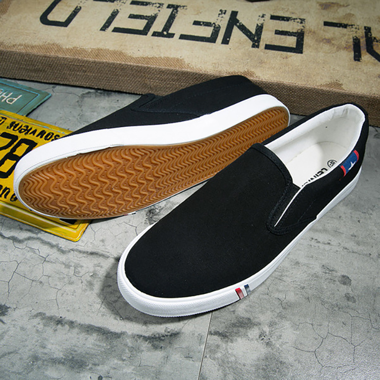 Men's Slip On Black Canvas Loafer Shoes Fashion Low Cut Sneakers Unisex