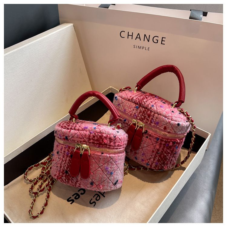 8806 Women's Spring/Summer New Plaid Crossbody Bag Chain Small Square Bag