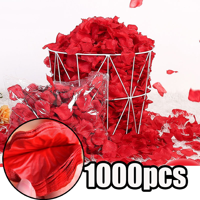 HBDZ 1000 Pieces Artificial Rose Petals Artificial Flower Silk Petals for Valentine Day Wedding Flower Decoration
