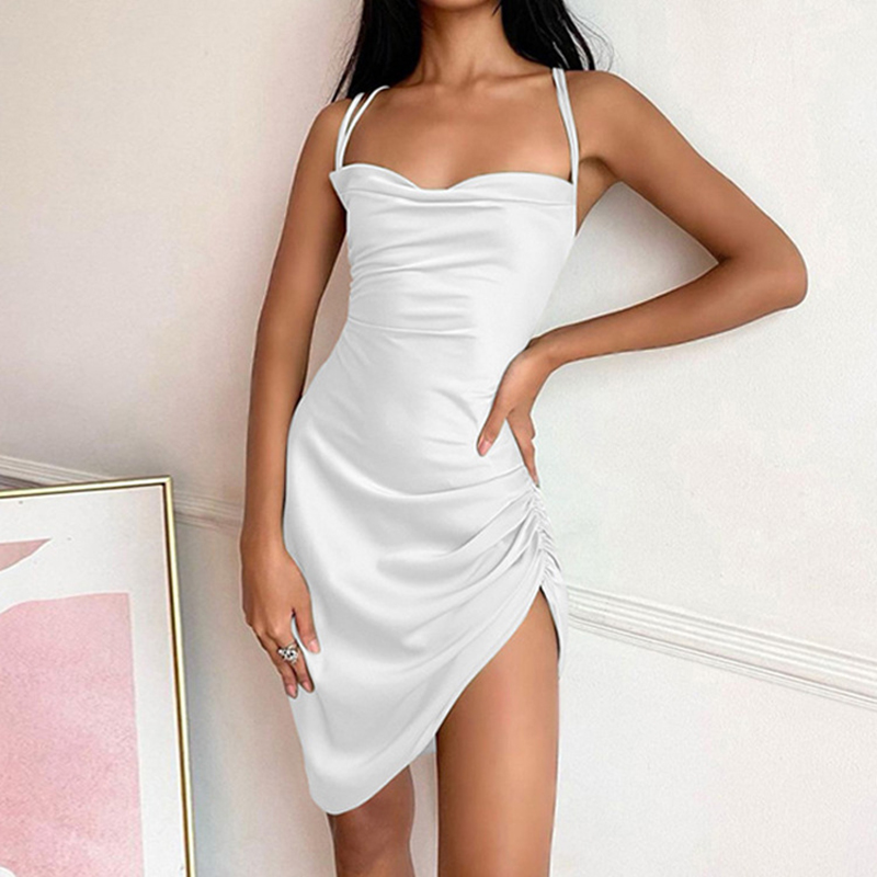 21095# Women's Sexy Lingerie Dresses Mini Short Split Backless Party Club Dress Bodycon Sleeveless Skirts
