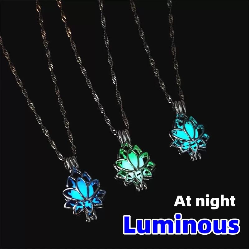 Lotus luminous pendant necklace CRRSHOP Nighttime luminous necklace jewelry free shipping