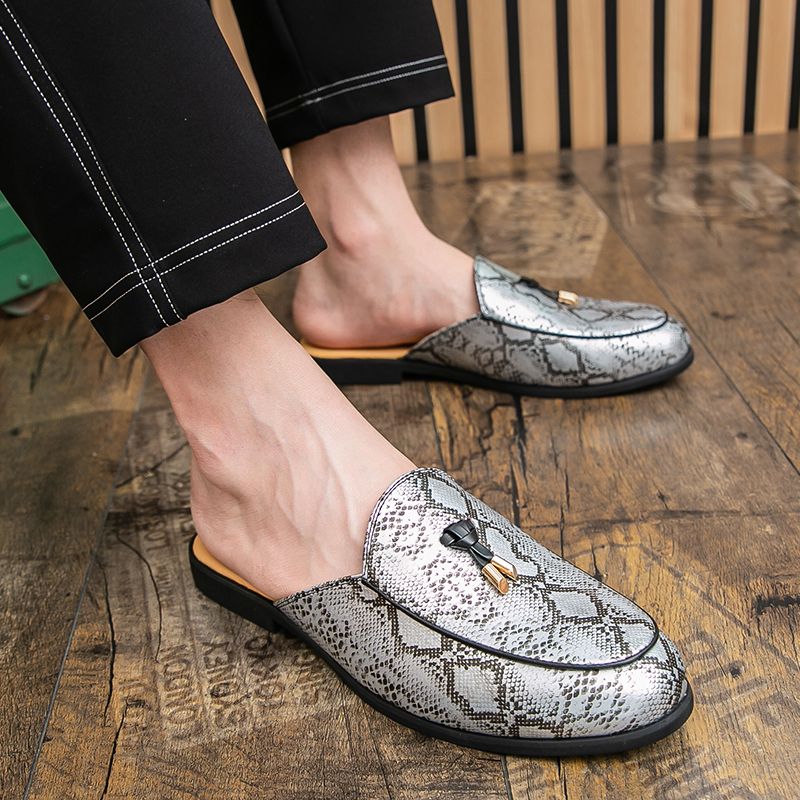Youth Men Leisure Cool Mules Man Summer Slippers Fashion Casual Leather Loafers Flats Shoes Pu Breathable Slip On Footwears For