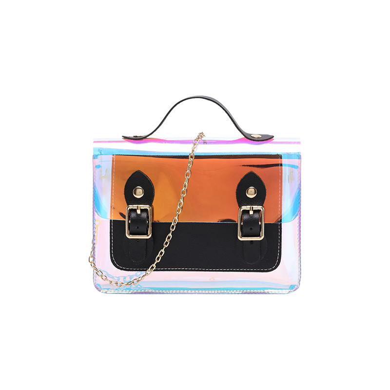 935# Fashion Transparent PVC Laser Bag Mini Square Clear Crossbody Bag with Chain Strap for Women