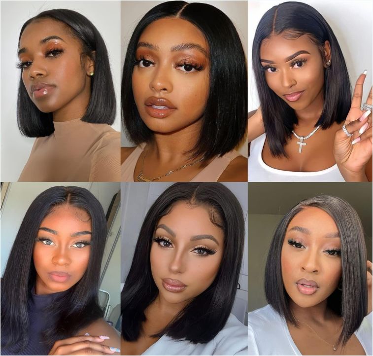 BOBO 4x4 Human Hair Bone Straight Lace Closure Wigs-180% Density 4x4 Super Double Drawn Bobo Wig
