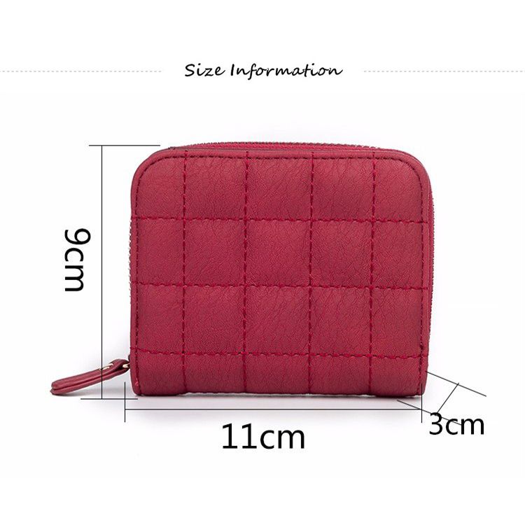 Women Short Wallets PU Leather Female Plaid Purses Nubuck Card Holder Wallet