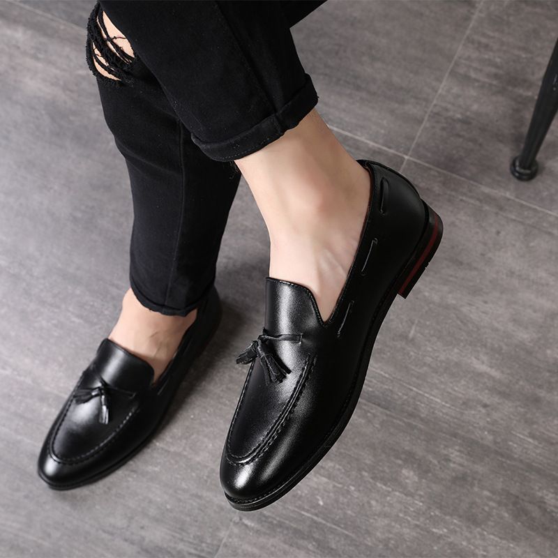 Large size men's shoes wholesale British Korean version men's casual leather shoes bean shoes,