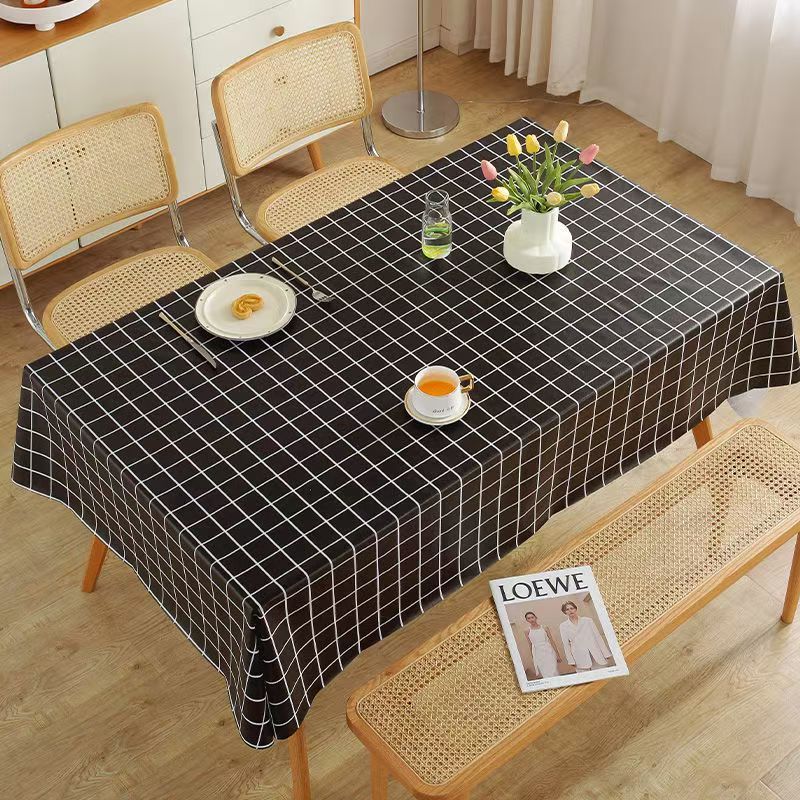  Rectangle Tablecloth  60 - 180 CM - Stain and Wrinkle Resistant Washable Polyester Table Cloth, Decorative Fabric Table Cover for Dining Table, Buffet Parties and Camping, Black