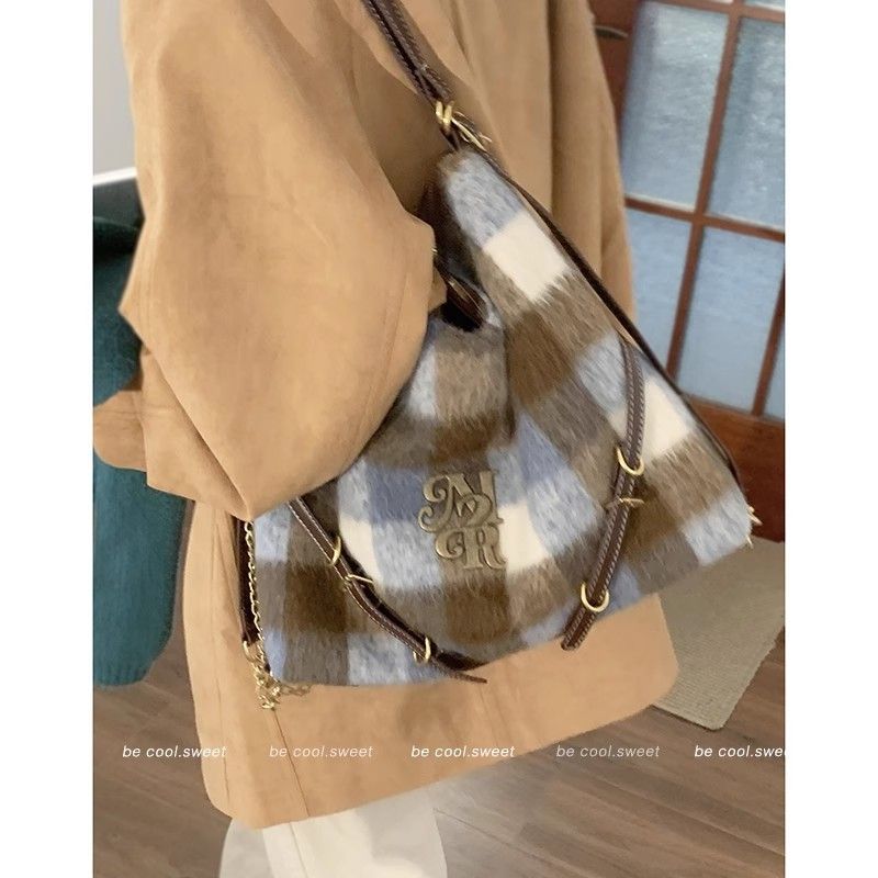 37550 Retro Plaid Large Capacity Bag for Women New Tote Bag Luxury Casual Backpack Designer bags