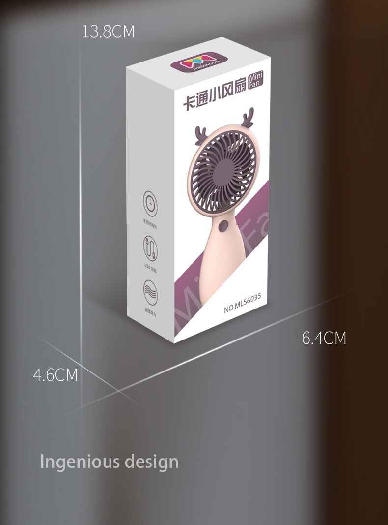 ubs handheld small fan, mini rechargeable model, strong wind, carry cartoon small fan 