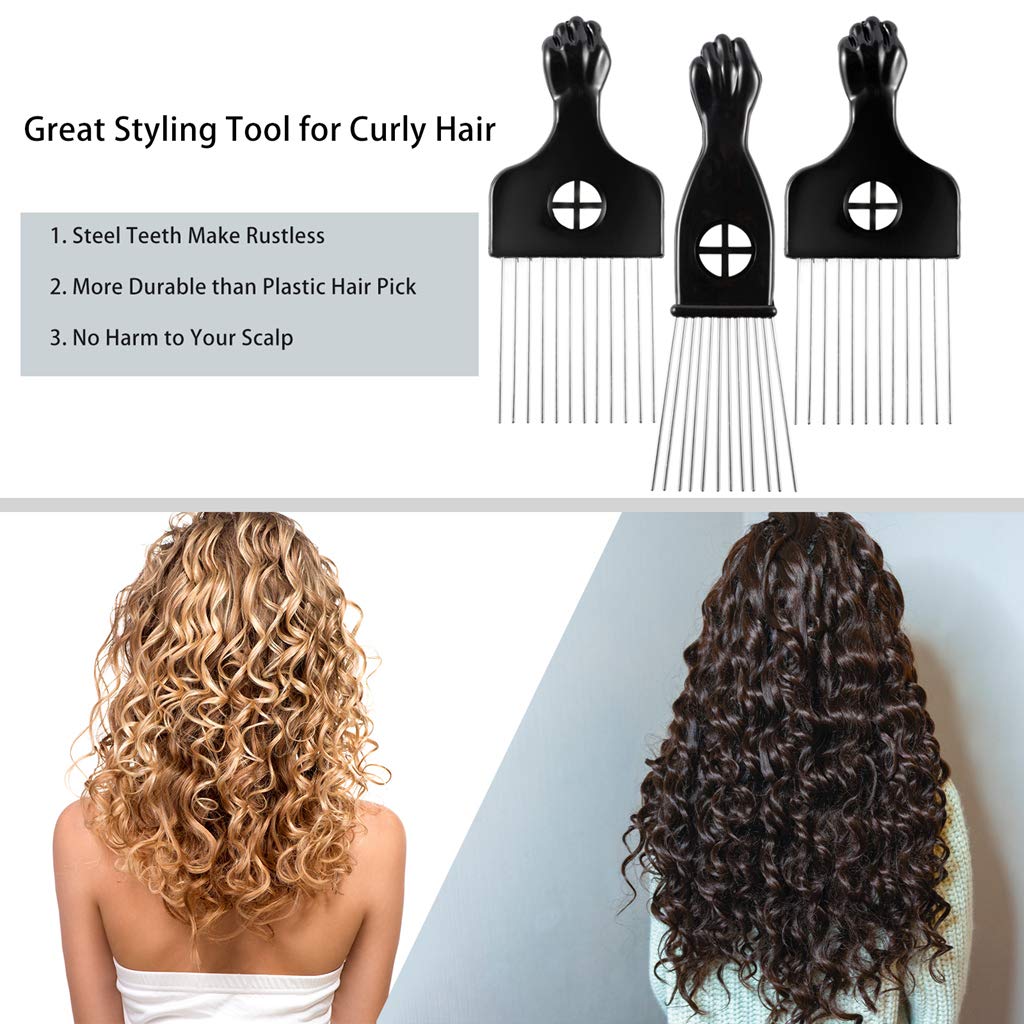 P3030 Wide Tooth Afro Pick for Men, Hair pick for Curly Hair for Women, Lift Pick Comb Tool for Wig Braid Detangle, Hair Styling