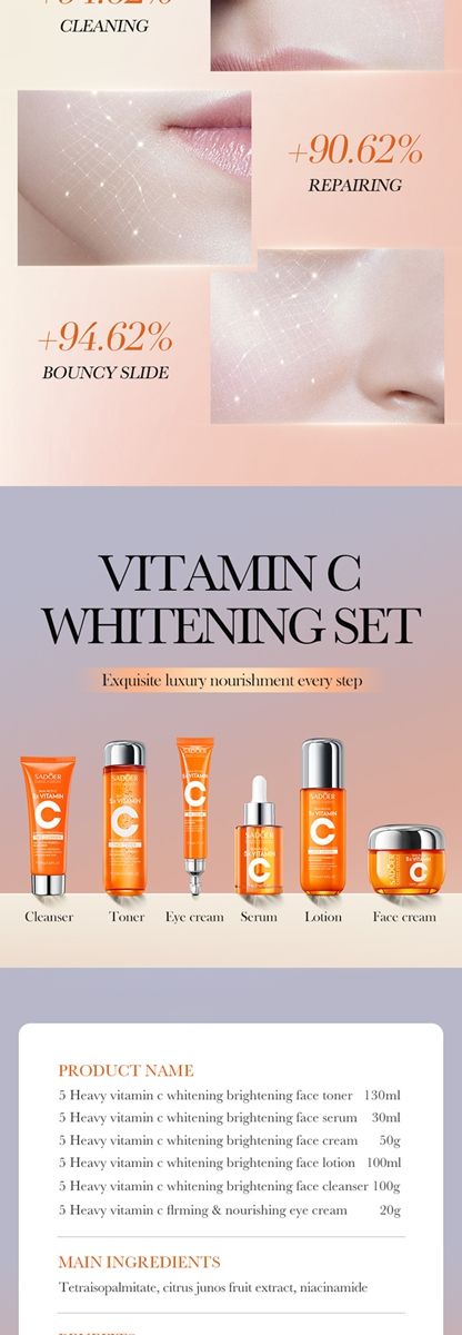 SADOER Five Dimensional C Whitening and Brightening Skincare Gift Box Skincare Set Box Cross border Foreign Trade