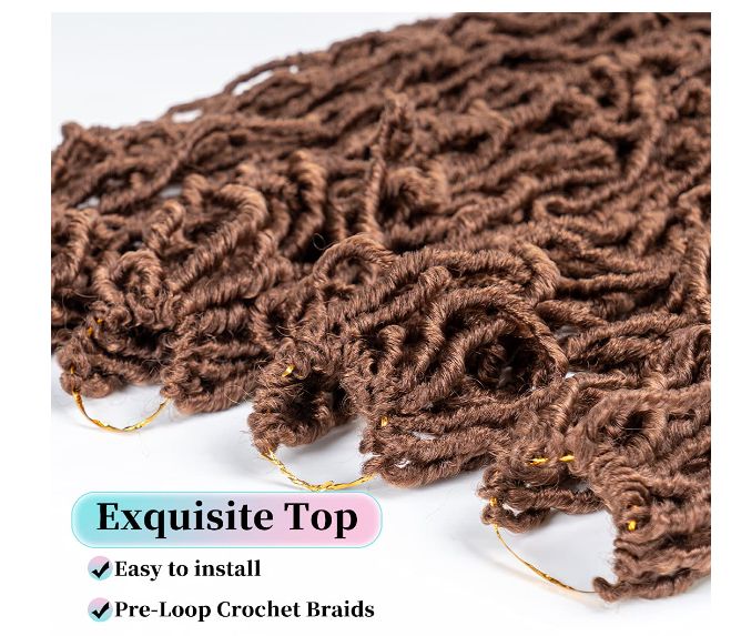 Obaasima Strands Faux Locs Crochet Braids Hair Pre Looped Soft Dreadlocks Braiding Hair Goddess Faux Locs Pack- Soft Locs Crochet Hair BROWN (350#)