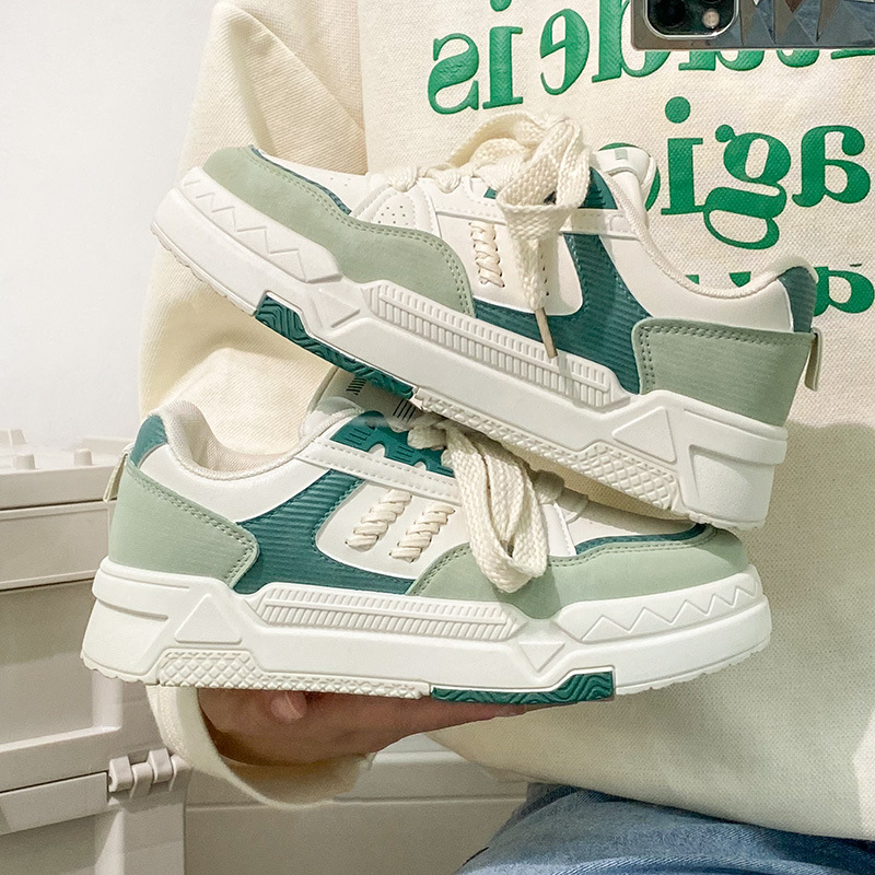 FN.HX.C-3 Women's Spring/Autumn New Versatile Color-Block Flat Small White Shoes Sports Lace-Up Casual Board Shoes