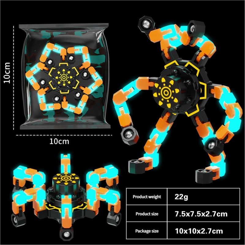 Fidget gyroscope toys luminous deformation changeable mechanical finger gyroscope decompression artifact children's spinning fun boy