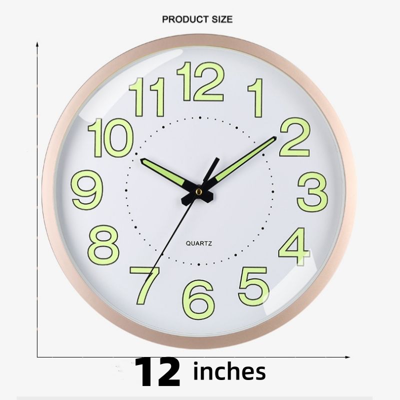 Wall Clock 12 inch 30cm luminous plastic silent wall clock creative bedroom living room minimalist luminous quartz clock CRRSHOP Night Glow Wall Clock