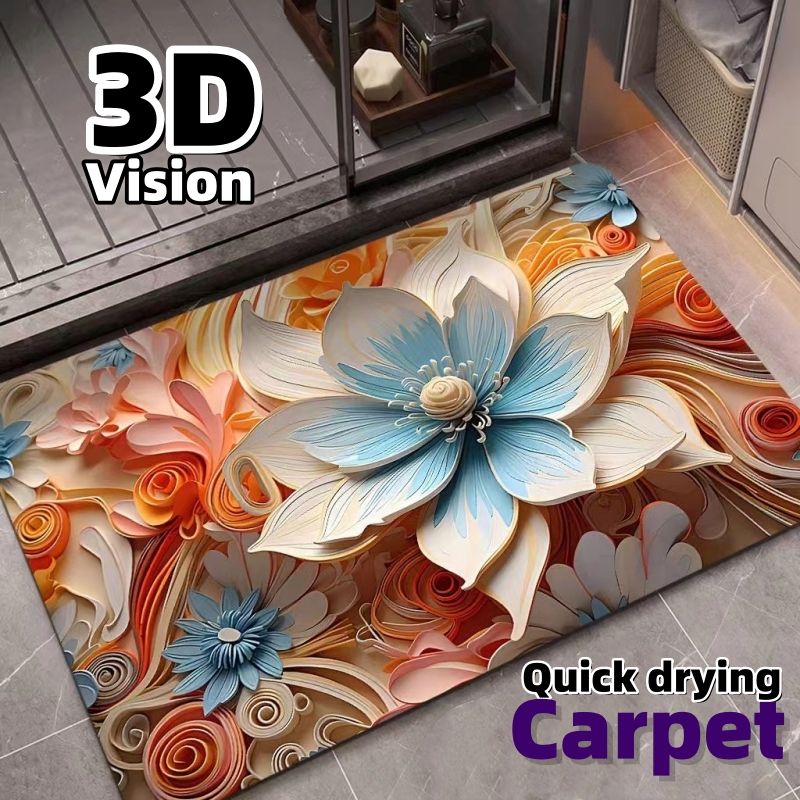 3D oil painting, diatomaceous earth absorbent floor mat, bathroom quick drying carpet, anti slip mat free shipping carpet