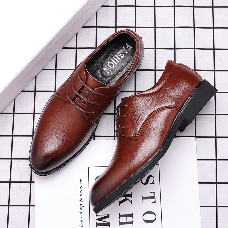 British business pointed men's leather shoes casual trend men's shoes formal tie Korean version men's wedding shoes 9906