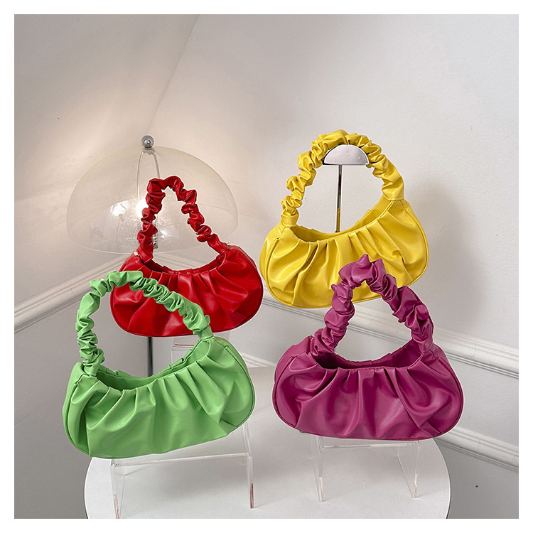 Shoulder bags female apparel Cloud Bag Pleated bag lady Single shoulder Underarm package Leisure handbag Underarm women's bag CRRSHOP women PU Mobile phone bag red yellow green rose red blue bag ladies zipper small bags 