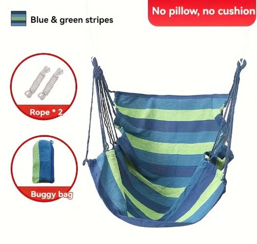 Hammock Chair Hanging Rope Swing, without Cushions, Sturdy & Durable Soft Cotton Hand Woven, Macrame Hanging Chair for Indoor/Outdoor