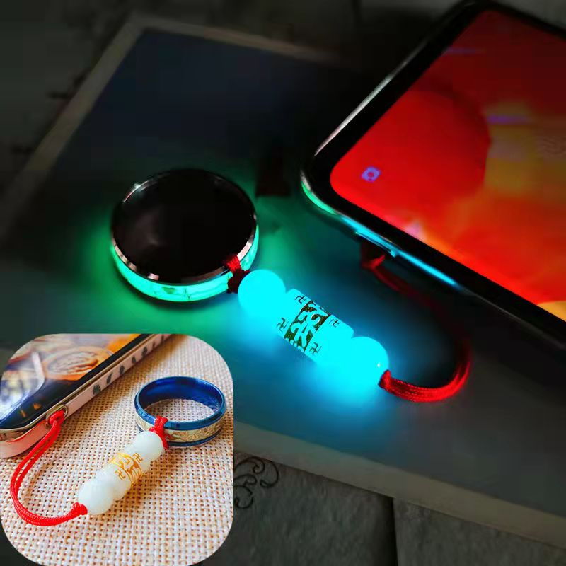 Glow-in-the-dark stone mobile phone chain case, pendant bag, pendant ring, anti-fall creative ring, male and female key chains