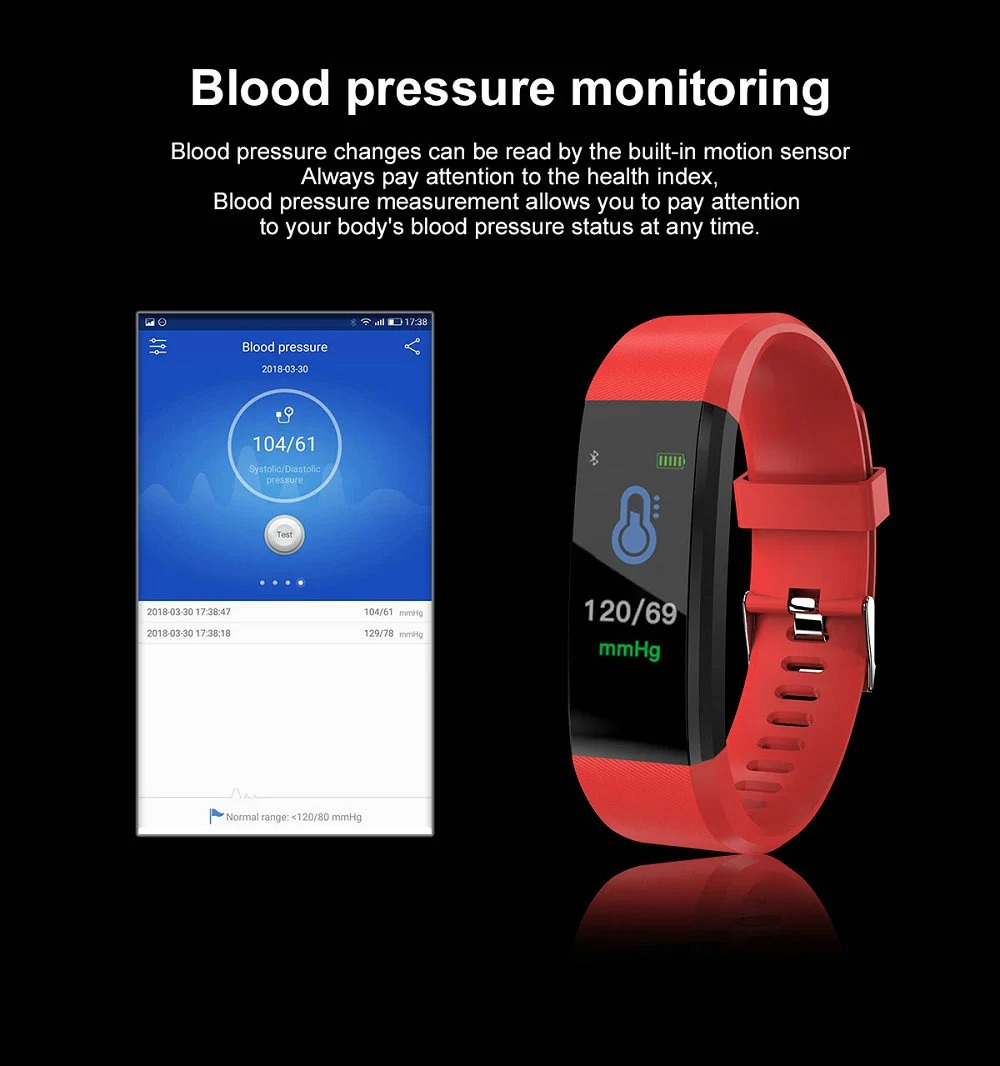 Smart Band Watch Color Screen Heart Rate Monitor Smart Bracelet Sports Fitness Tracker for IOS Android
