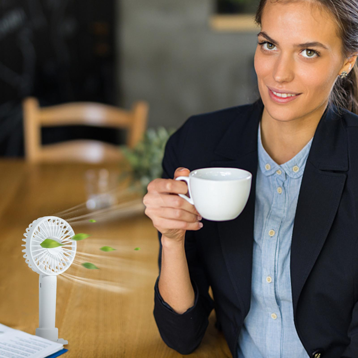 Desktop Natural Wind Mode Mini Portable Small Fan Quiet Rechargeable Office Desktop
