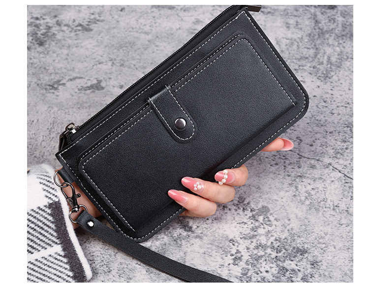 New Women Wallets Long Leather Luxury Card Holder Clutch Casual Women Bags Pocket Hasp Ladies Wallet Purse Pink 18cm *10cm*2cmBlack