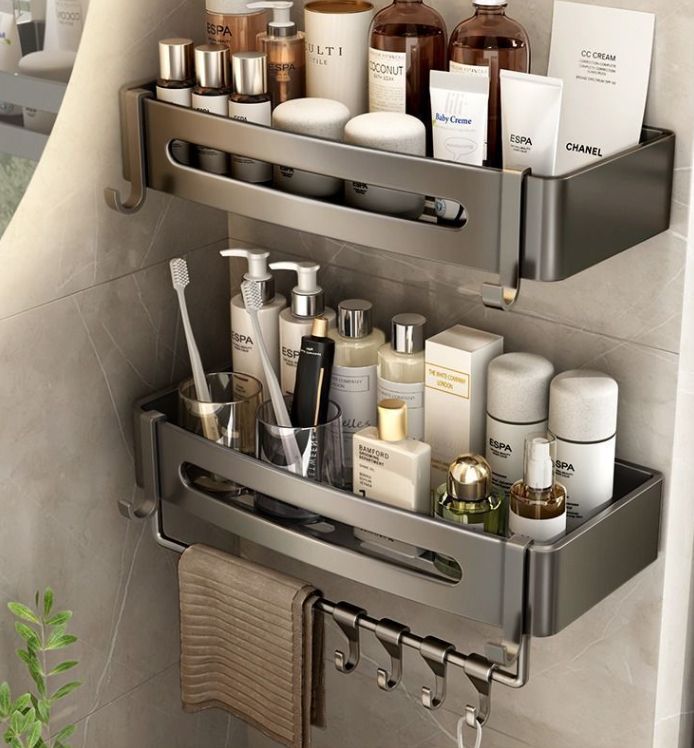 Classic Style Folding Storage Holder Towel Rack Stainless Steel Bathroom Folding Towel Rack Bar With Shelf