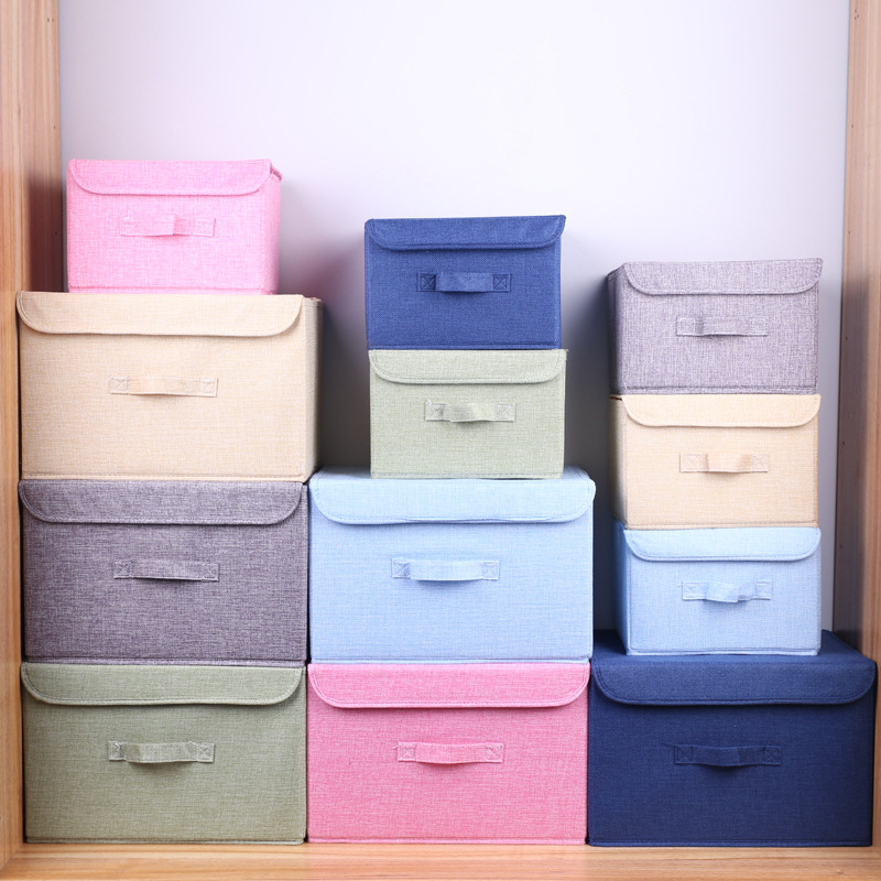 Storage Bins with Lids, Storage Bins for Closet Shelves Home Foldable Cloth Storage Organizer with Reinforced Handle