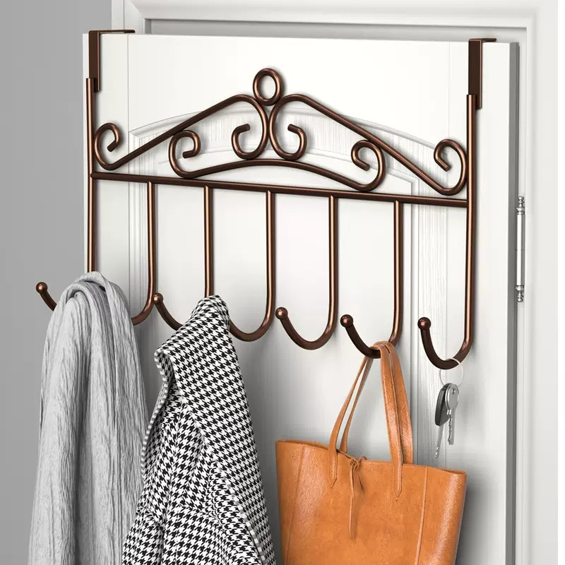 0835 Hook Behind The Door Rack Wall Without Perforation Door Hanger Clothing Bag Storage European Style Simple Atmospheric Decoration