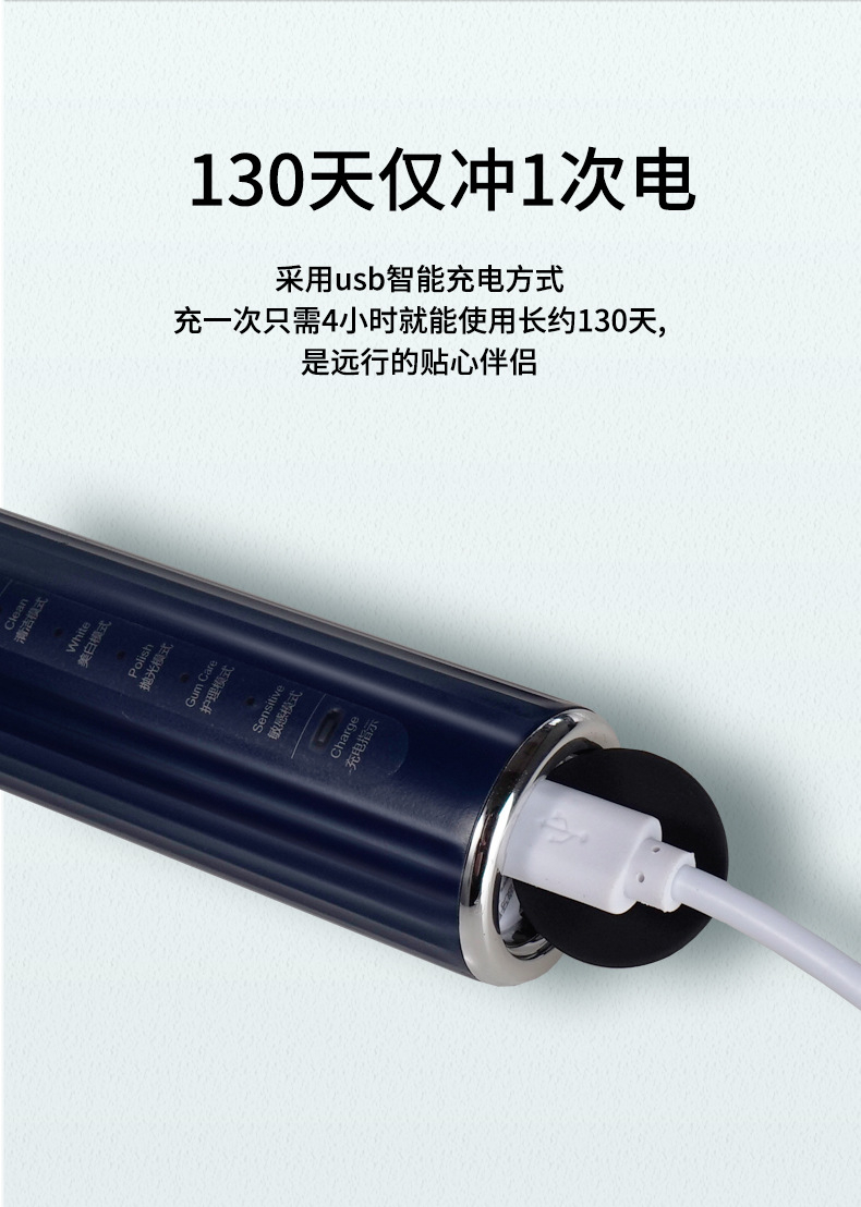 Powerful Ultrasonic Electric Toothbrush USB Charge Rechargeable Tooth Brush Washable Electronic Teeth Brush
