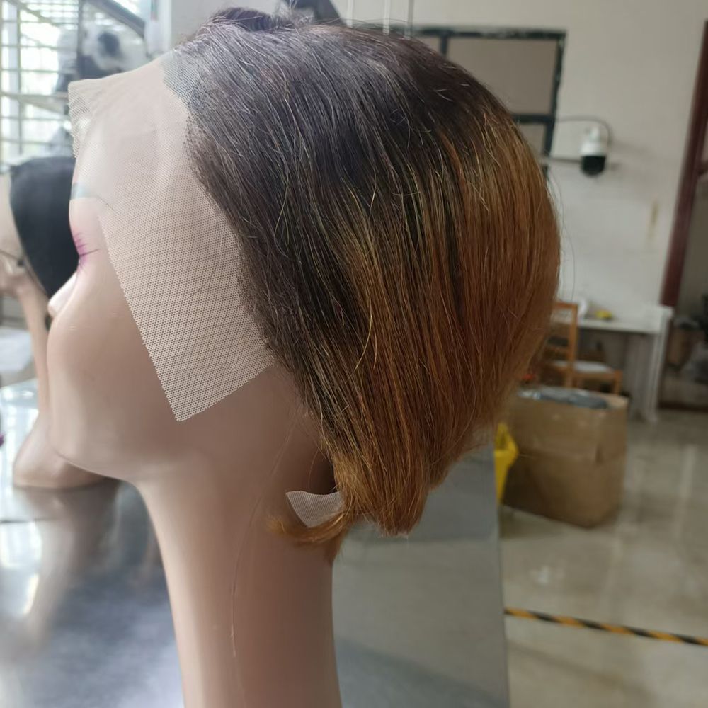 Highlight Human Hair pixie Wigs 13*4 Closure HD Lace Front Wigs Human Hair For Women 8 Inch