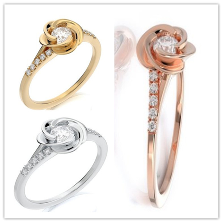 Bausch + Lomb cross-border hot selling gold-plated rose with broken diamond ring personality fashion ring women jewelry
