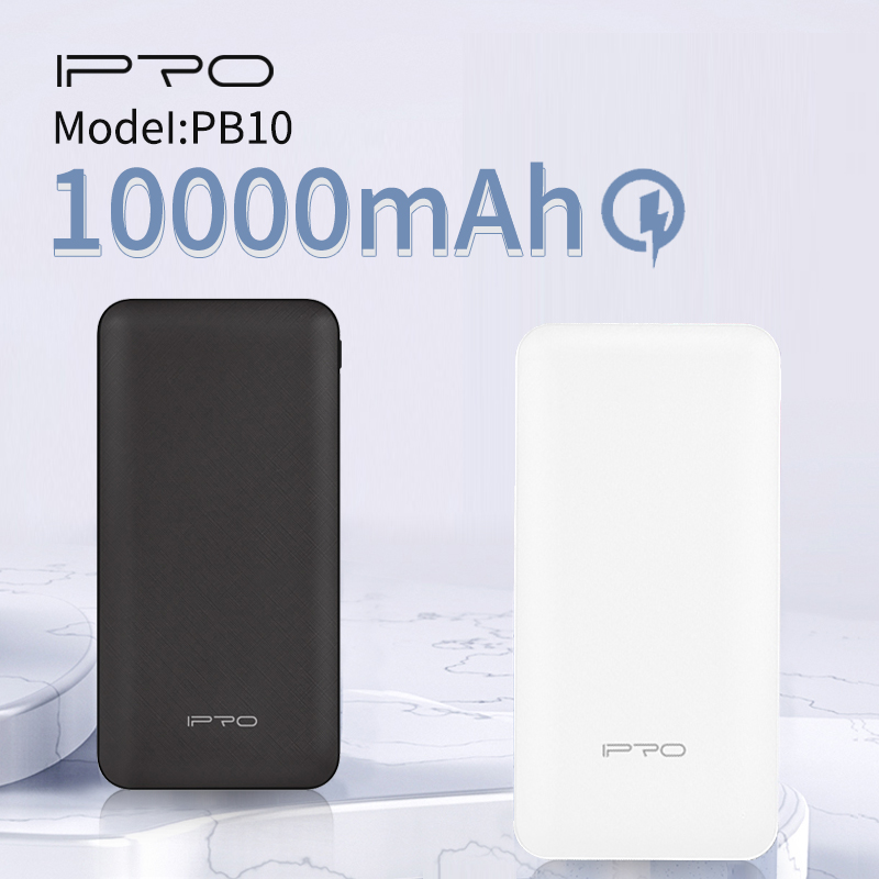 IPRO PB10 Power Bank 10000mAh with 1 Micro 2 USB Interface External Charging For Smart Mobile Phone Laptops Iphone Samsung Xiaomi Infinix Battery Charger Outside