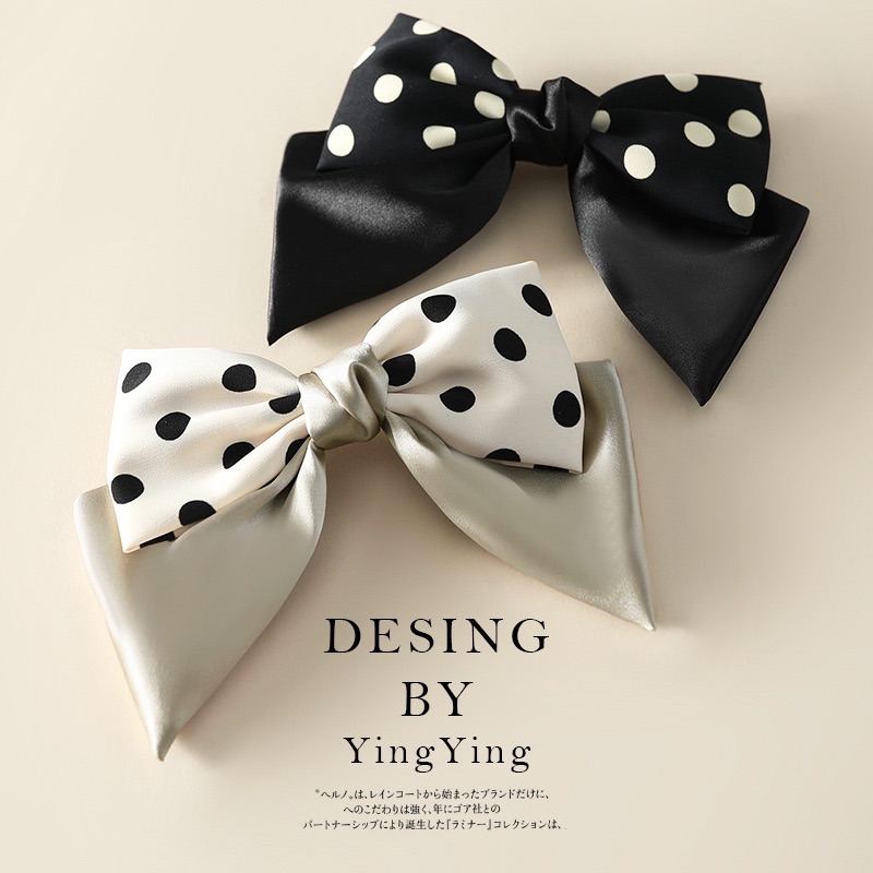 Bow Hair Clip Satin Polka Dots, Hair Clips Ladies with Large Bow, Women Hair Bows Hair Clips French Hair Clips Ballerina Bow, Elegant Satin Hair Accessories