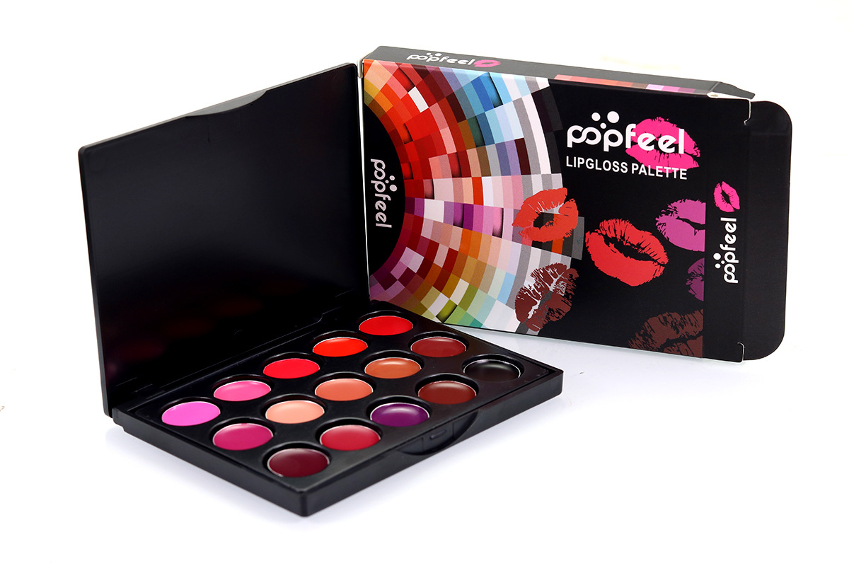15 Color Lipsticks Palette Waterproof Long Lasting Pigment Gothic Style Black Purple Lip Makeup Palette