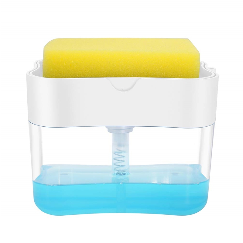 Premium Quality Soap Dispenser - Countertop Dish Soap Dispenser for Kitchen, Sponge Holder Sink Dish Washing Soap Dispenser (Sponge Included)