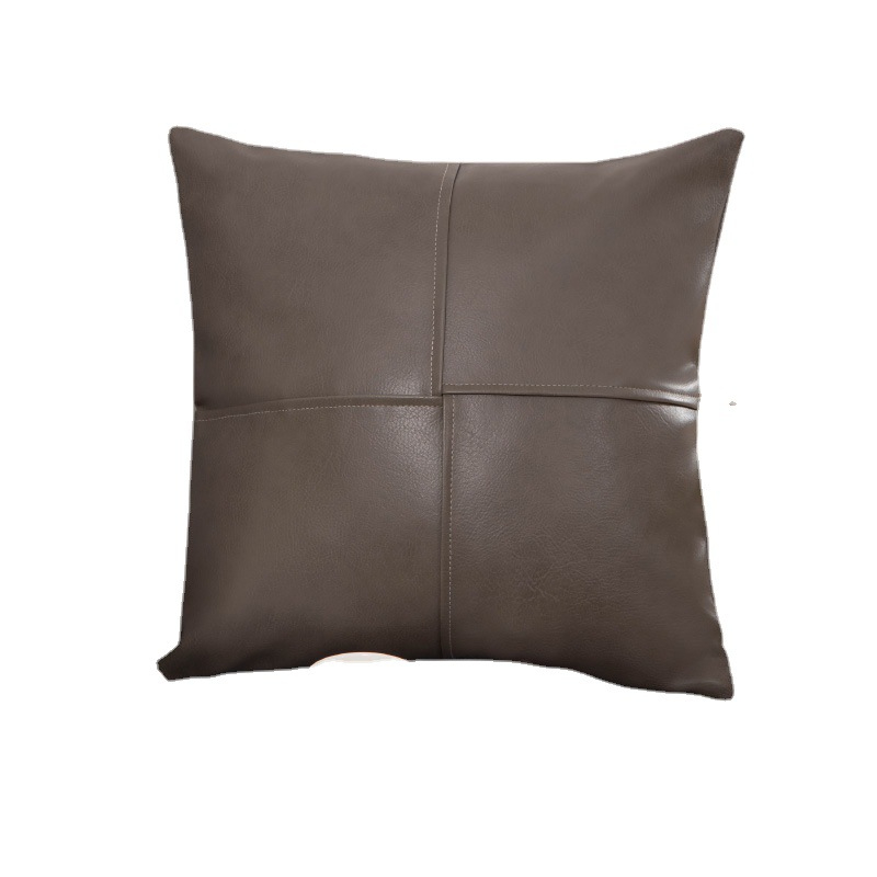Cross Fold Seam PU Leather Pillow sofa pillow Home Decor Solid Color Pillowcase 45x45cm
