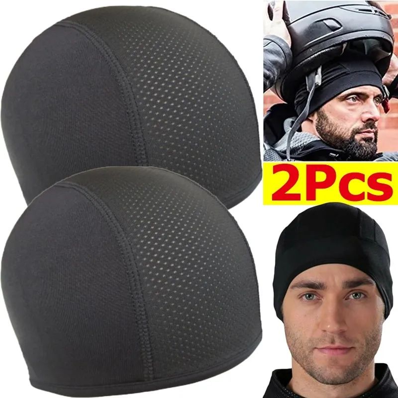 2PCS Cycling Helmet Hat Inner Cap Breathable Quick-drying Motorcycle Balaclavas Helmet Beanie Cap Outdoor Sports Motor Helmet Hats