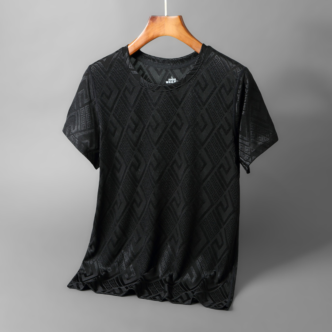 BS01 Men's Summer Versatile Pattern Half-Sleeved T-Shirt Stretchy Thin Top