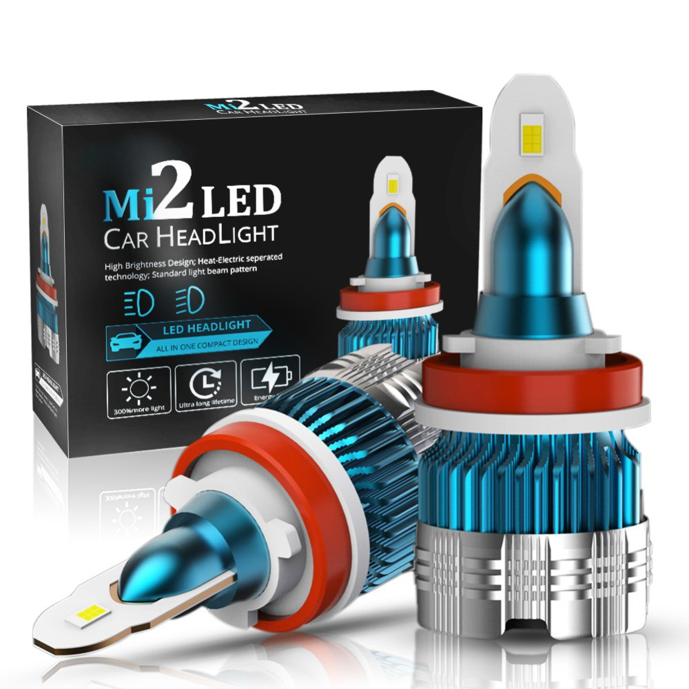 2PCS Mi2 Car headlight Mini Lamp H7 LED Bulbs H1 LED H4 H8 H11 Headlamps Kit 9005 HB3 9006 HB4 For Auto 12V LED Fog Lamp