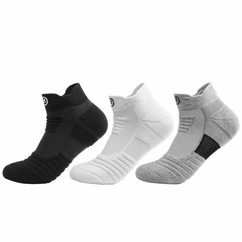 Men's Professional Low Cut Sports Socks, Breathable Mesh Running Basketball Socks, Thickened Terry Sole Cushioned Athletic Socks for Summer, All Seasons