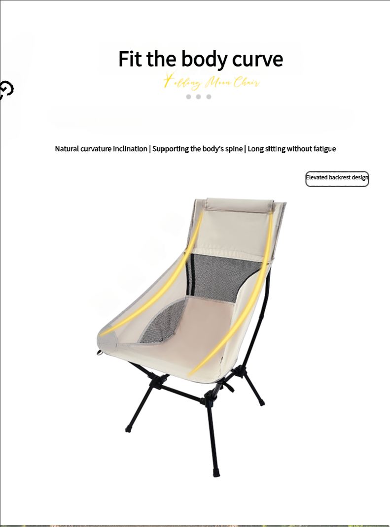 Buqing Lightweight Moon Chair, Lightweight Outdoor Folding Chair, Portable Camping Stool, Leisure Reclining Fishing Chair, Small Folding Stool