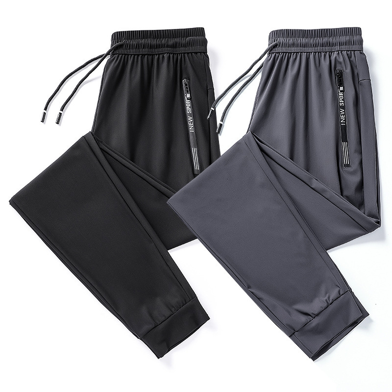 2203 Men's Summer Thin Loose Stretch Trousers Solid Color Cropped Pants
