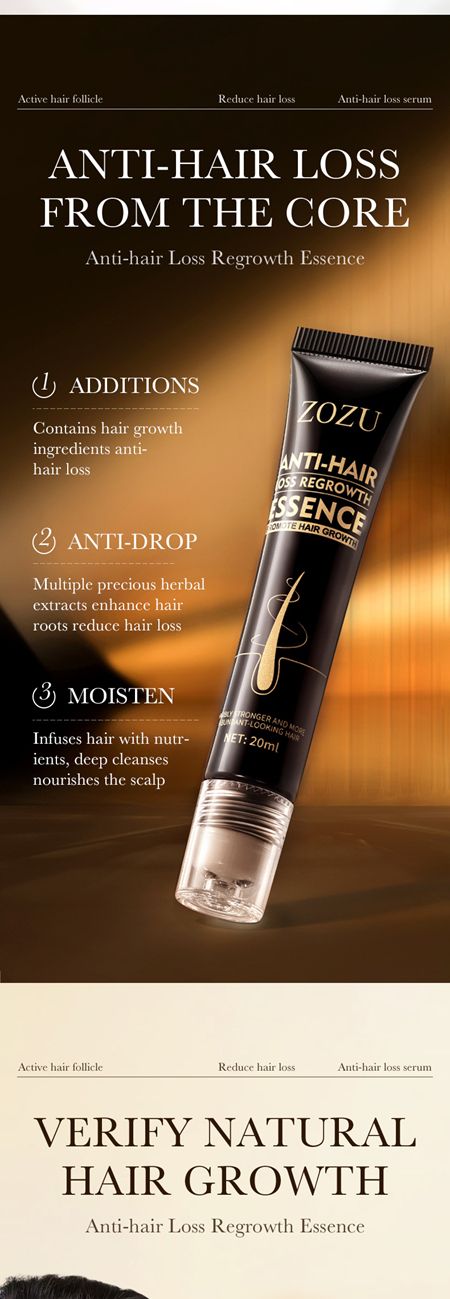 ZOZU Anti-hair loss essence strengthens hair roots, improves hair loss and promotes hair growth