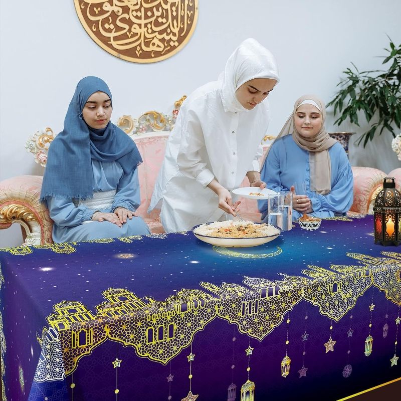 54*108cm Tablecloth Moon Festival Party,Eid al Fitr Decorative Plastic Tablecloth, Disposable CRRSHOP PE Waterproof Oil proof Rectangular Table cloth free shipping