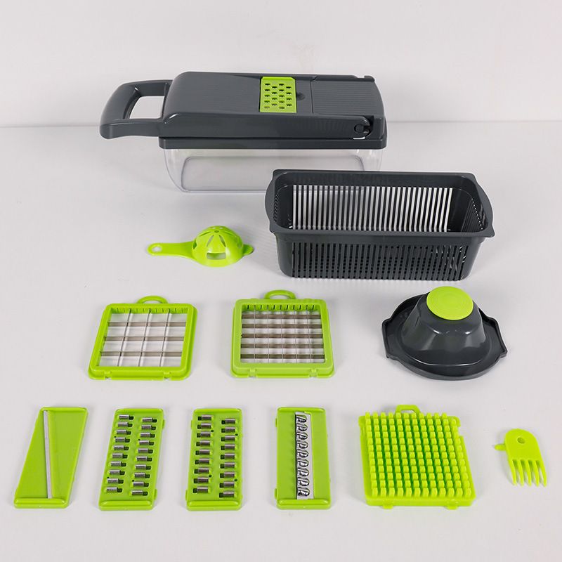 Multifunctional 16 in 1 Vegetable Cutter Fruit Potato Peeler Carrot Grater Kitchen Gadget Accessories Basket Drain Basket