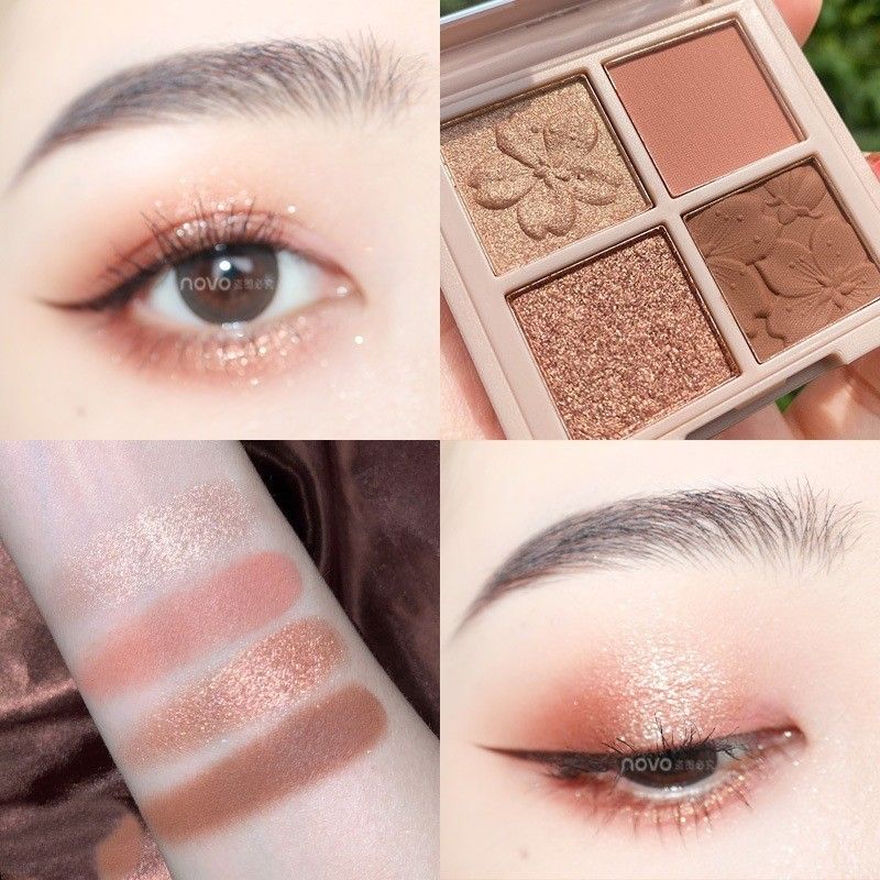The four-color eyeshadow palette, the same makeup style as the Internet celebrity, with a bright and matte pearlescent eyeshadow palette for daily use